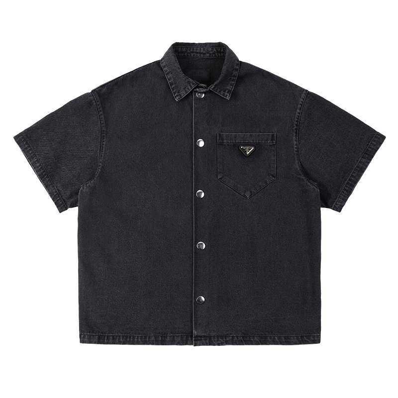 Denim | Short-Sleeved Shirt In Worn Bull-Denim  –  Mens Clothing Denim