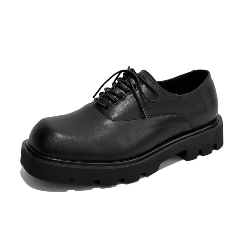 Lace-Ups | Brushed Leather Derby Shoes  –  Mens Lace-Ups Black