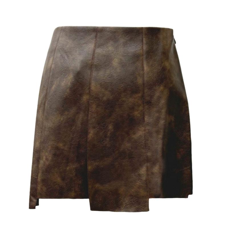 Leather Clothing | Leather Miniskirt  –  Womens Clothing Caramel