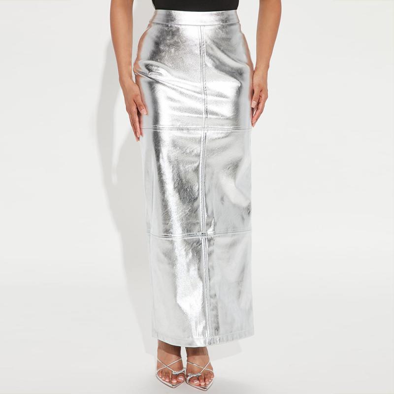 Leather Clothing | Nappa Leather Skirt  –  Womens Clothing Cloudy Gray