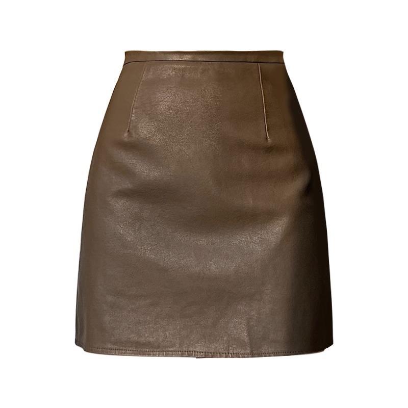 Leather Clothing | Nappa Leather Skirt  –  Womens Clothing Cocoa Brown