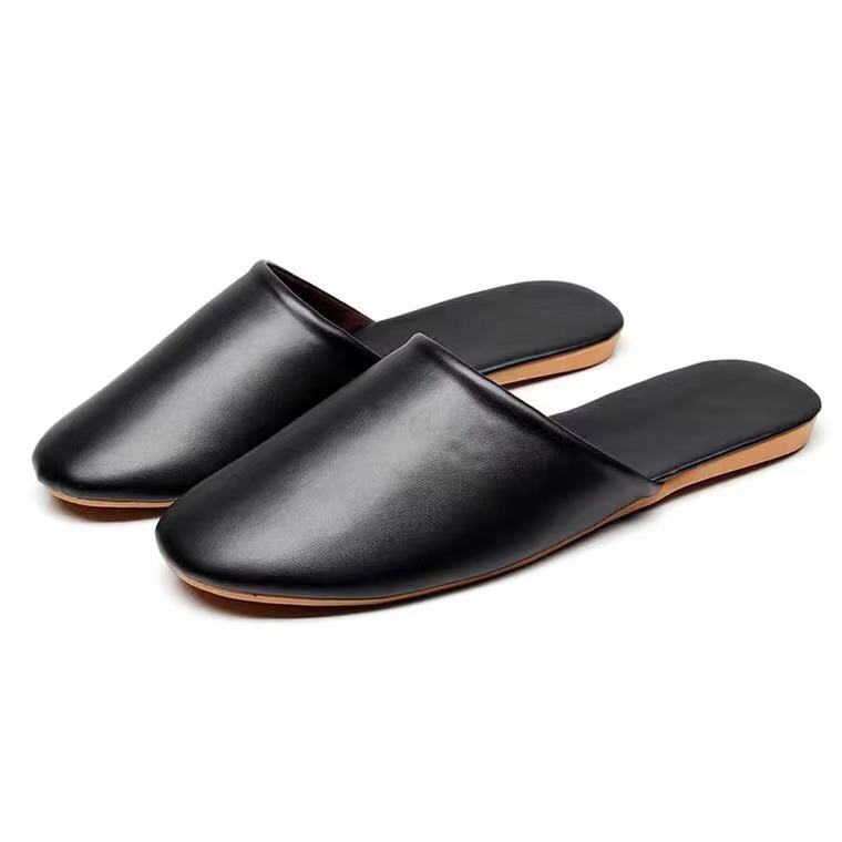 Sandals | Brushed Leather Slippers  –  Mens Mens Black