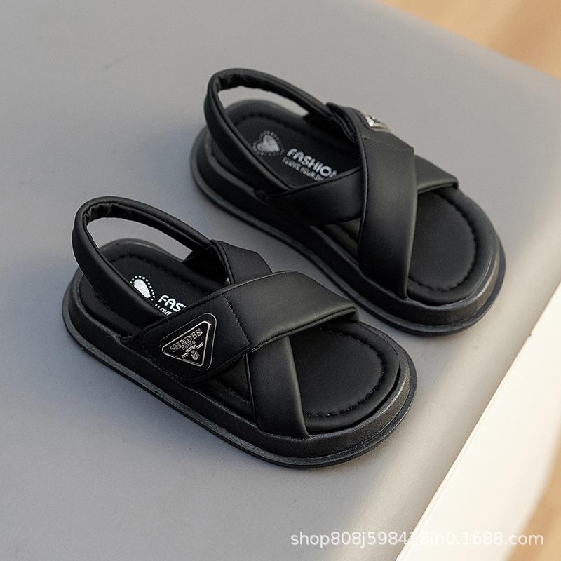 Sandals | Leather Crisscross Slides  –  Mens Mens Black