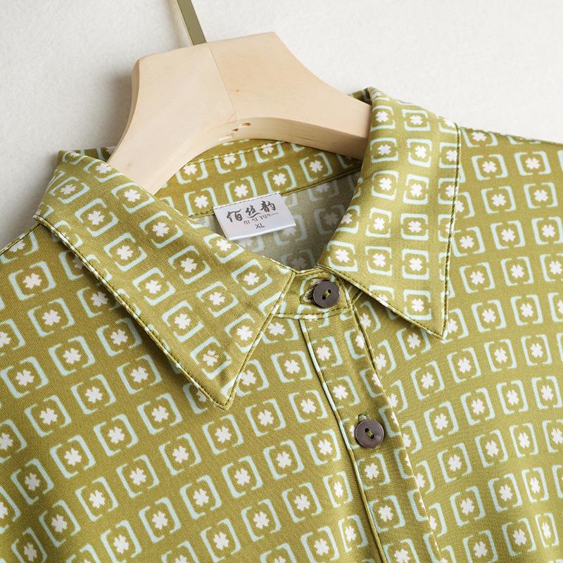 Shirts And Tops | Printed Twill Silk Shirt  –  Womens Clothing Camel Brown