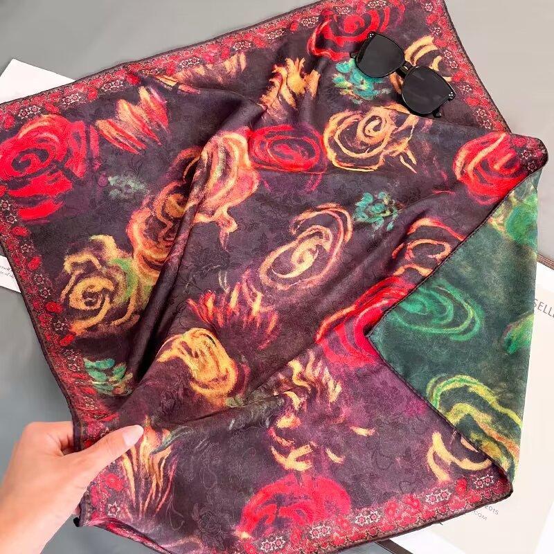 Silks And Scarves | Printed Silk Twill Scarf  –  Womens Accessories Black