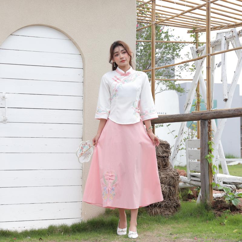 Skirts | Embroidered Linen Skirt  –  Womens Clothing Skirts