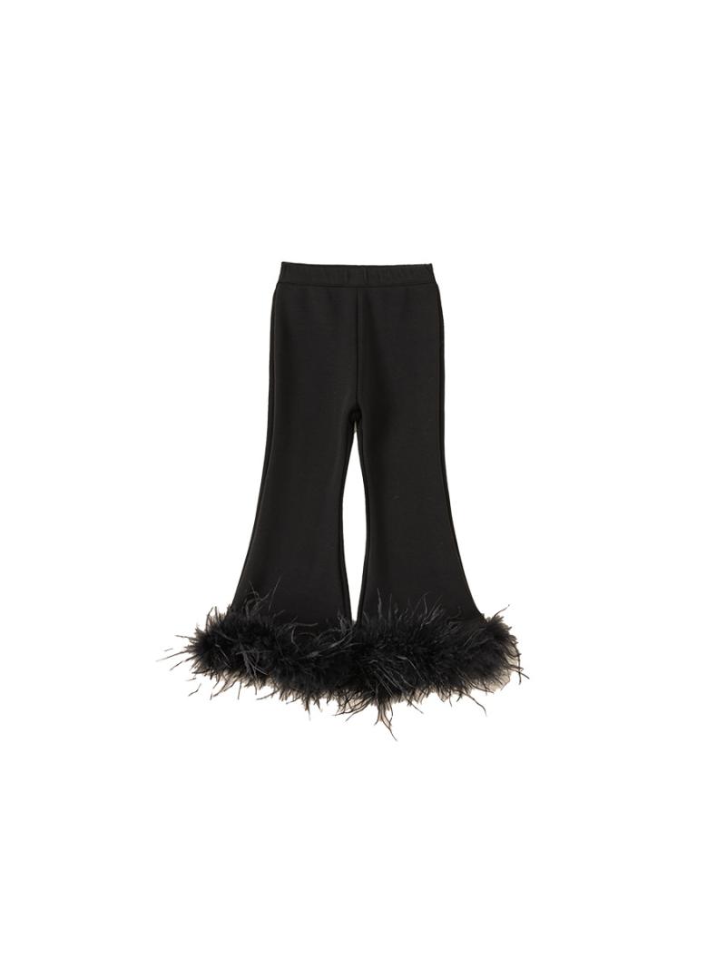 T-Shirts And Sweatshirts | Cotton Fleece Joggers With Feather Trim  –  Womens Clothing Black